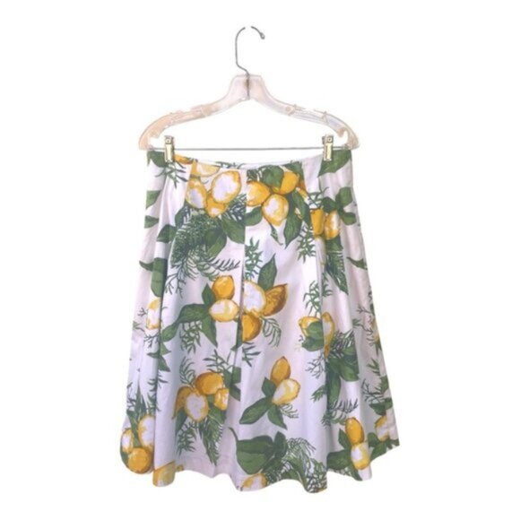 Talbots Lemon Print Skirt Women's A-Line Flare Side Zip Cotton Size 6 - Picture 9 of 10
